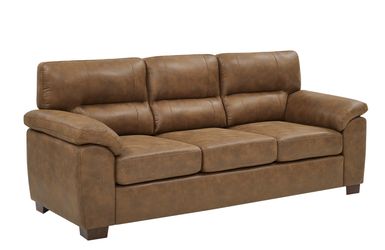 Vintage Brown Leather Three‑Seat Sofa