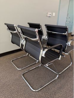 4 Brand New Modern Black Office / Guest Chairs – $400