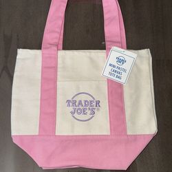 Trader Joes Mini Pastel Canvas Tote Bag - Pink
