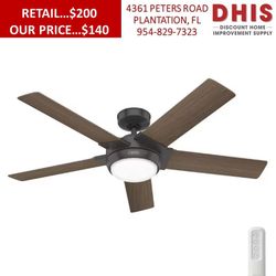 Hunter Byhalia 52 in. Indoor/Outdoor Noble Bronze Ceiling Fan with Light Kit and Remote NEW