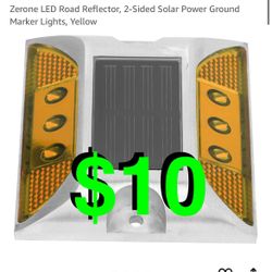 LED Road Reflector, 2-Sided Solar Power Ground Marker Lights, Yellow