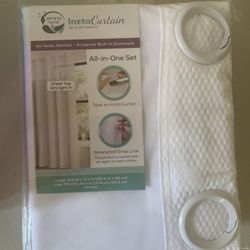 Zenna Home All In One Shower Liner And Curtain 