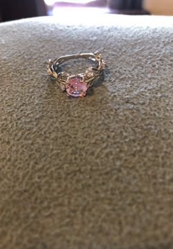Sterling silver ring pink topaz