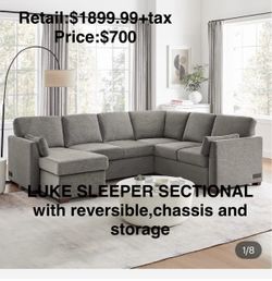 Luke Sleeper Sectional Sofa with Storage