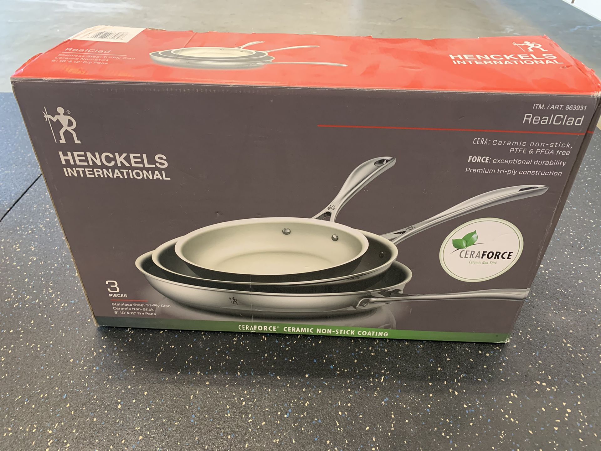 Henckels International Stainless Steel Tri-Ply Clad Ceramic Non-Stick Fry Pans 8”, 10” & 12”