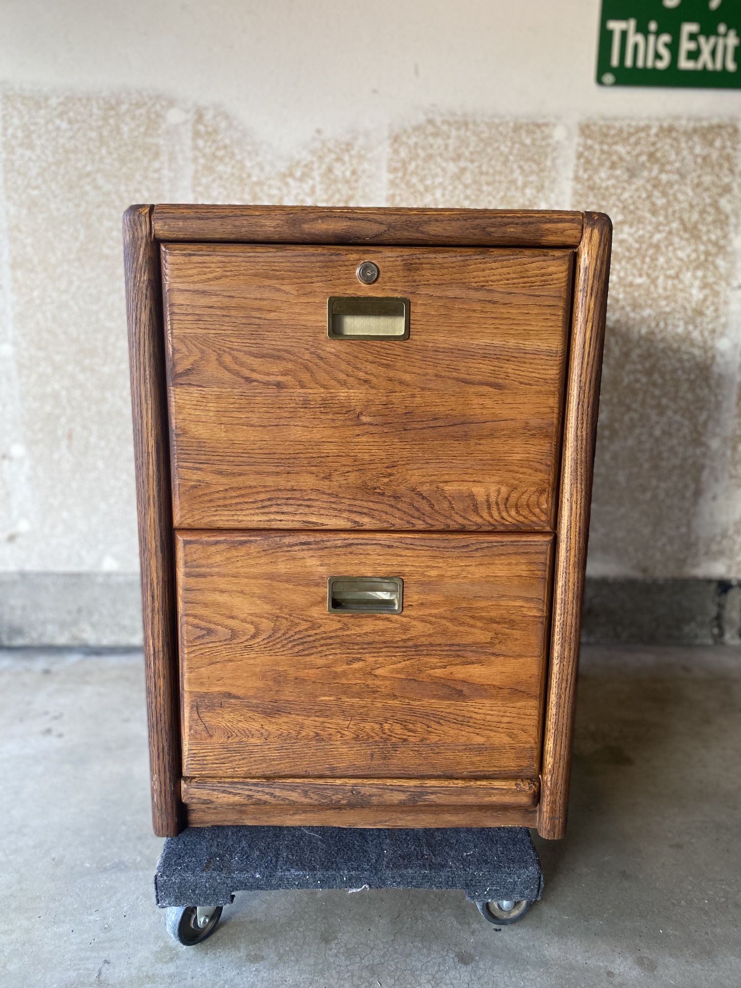 Solid Wood Filing Cabinet/Nightstand - Two Drawers, English Chestnut Color