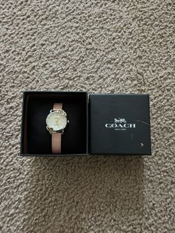 Coach Delancey Floral Leather Strap Watch Pink Women’s