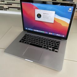 Apple 15” 2014 MacBook Pro Retina 2.50ghz Quad Core i7 16gb RAM 500gb Flash Webcam WiFi 2gb AMD R9 macOS Big Sur 