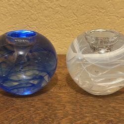 Gorgeous Vtg Swedish KOSTA BODA Anna Ehrner Cool Moon Swirl Glass Votive Candle Holders $75 Each