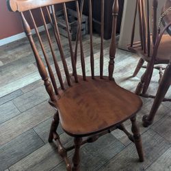 Ethan Allen Heirloom Dining Chairs Maple Nutmeg Windsor Fiddleback Set of 6, 2 Arm Chairs 10-6020a 4 Side Chairs