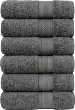 Luxury Hotel Series Turkish Cotton Set of 6 Pieces Hand Towel 16"x28" for Bath Sauna Shower with Highly Absorbent Fluffy Soft Durable Thick