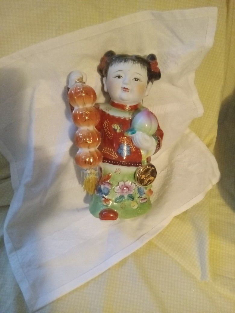 Large Porcelain Chinese Good Luck Statue
