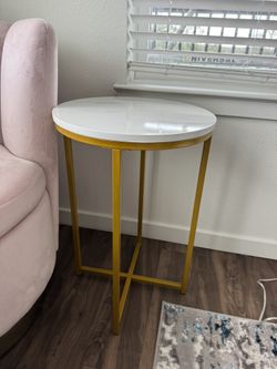 Round Side Table With Gold Legs