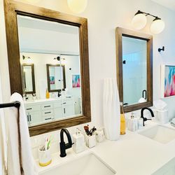 Wood-Frame Vanity Mirrors 24x36 | Set of 2