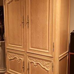 REDUCED:  Large Oak, Country French Armoire by Century Furniture