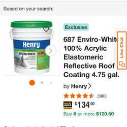 Henry

#1 CHOICE OF PROFESSIONALS

100% ACRYLIC

ENVIRO-WHITE

EXTREME ELASTOMERIC ROOF COATING
