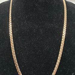 14k Rose Gold Ion Plated Stainless Steel 33" Flat Box Chain Bolo Necklace, Adjustable 18"-29" 