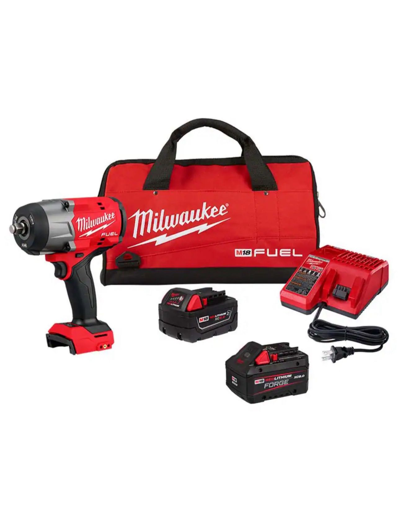 Milwaukee M18 FUEL 18V Lithium-Ion Brushless Cordless 1/2 in. Impact Wrench w/Friction Ring Kit w/One 5.0 Ah Battery and Bag