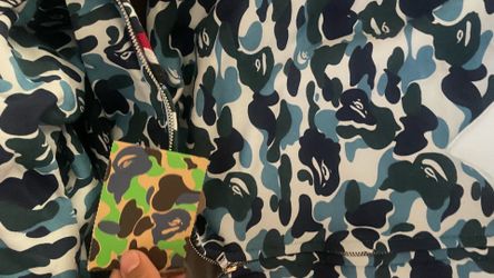 Blue bape hoodie size m