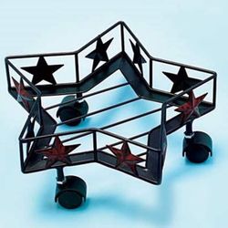Metal Star Planter Pot Holder On Wheels 11” x 4.5” NEW in Box!