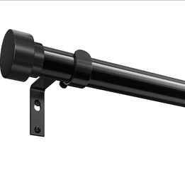77 to 144 Inches Black Metal Curtain Rod with Brackets