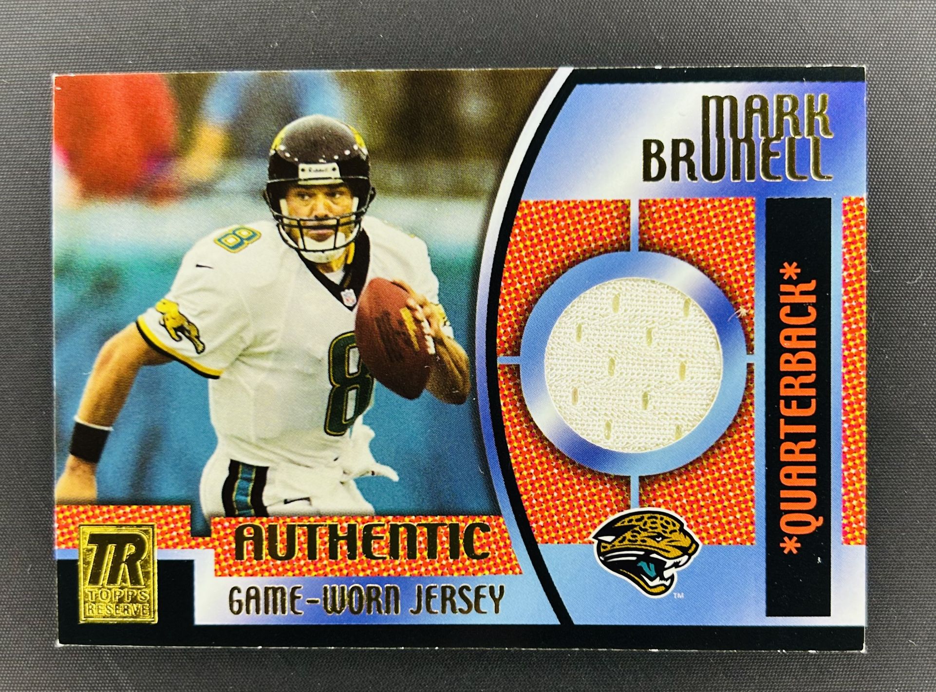 2001 TOPPS RESERVE GAME WORN JERSEY PATCH RELIC MARK BRUNELL TRR-MB,JAGUARS