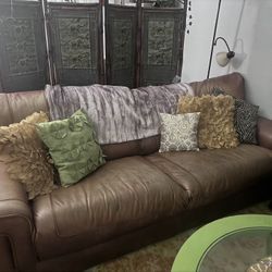Bassett Leather Sofa And Matching Chair 
