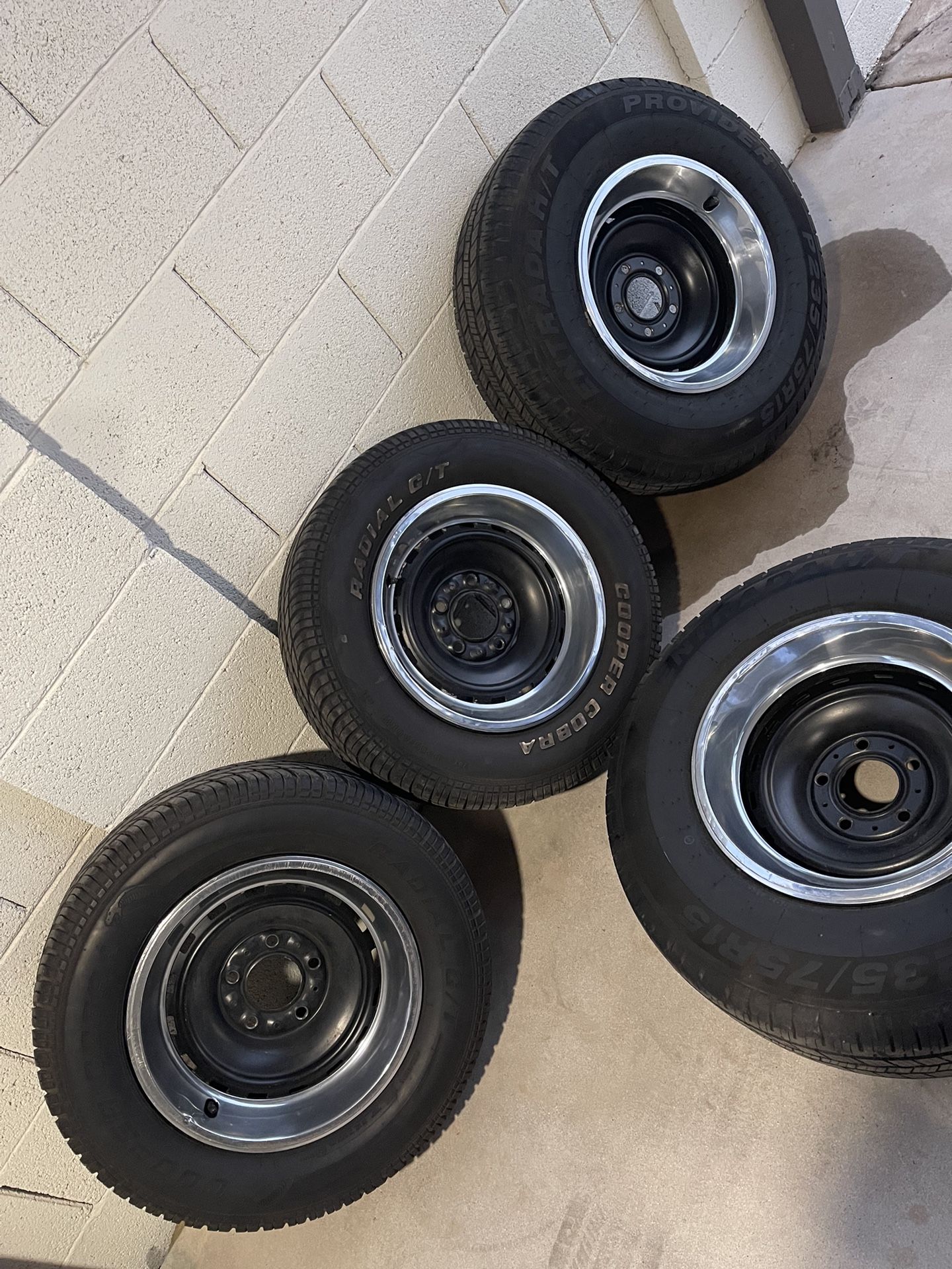 C10 OBS chevy Detroit Steel 15s Wheels/Rims And Tires 5 Lug 5x127 Chevy