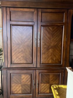 Large Wood Armoire Entertainment Cabinet