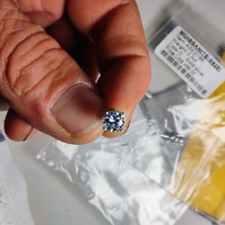 Silver Two Carat Moissanite Diamond Earrings