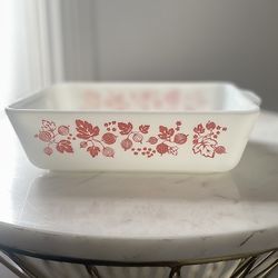 VINTAGE PYREX #0503 GOOSEBERRY PINK AND WHITE REFRIGERATOR DISH … NO LID