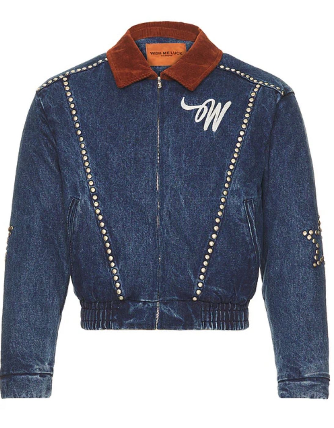 Wish Me Luck Studded Denim Jacket in Denim.retail $285.sold out.worn once