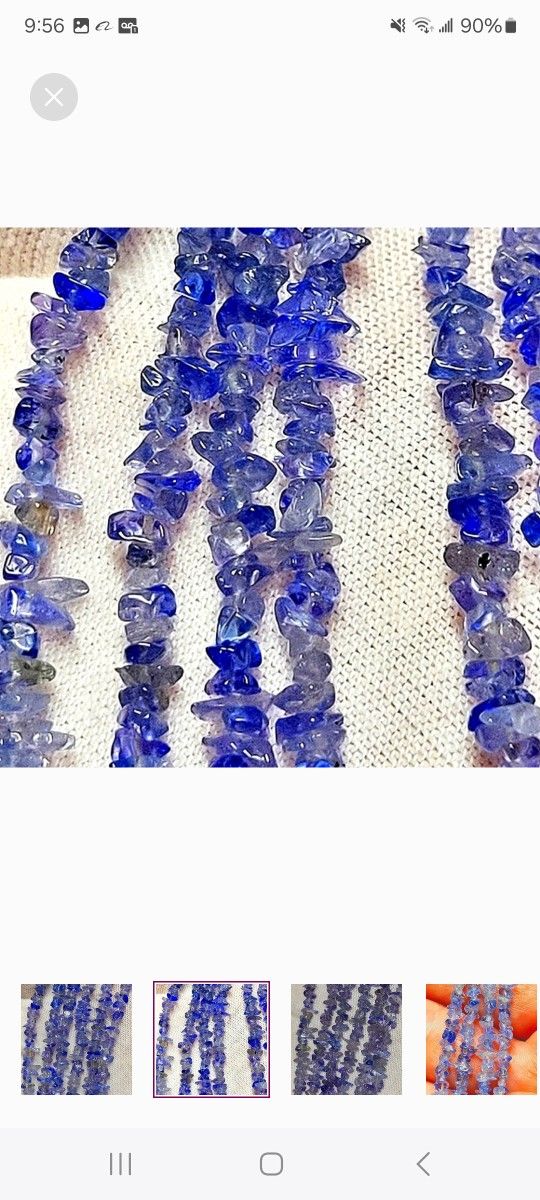 Set Of 100x Beads NATURAL TANZANITE ROUGH POLISHED GEMSTONES PRE-DRILLED BEADS