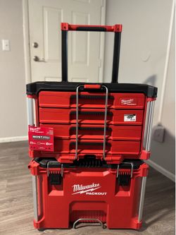 Milwaukee Pack-out Rolling Tool Box and 4 Drawer Tool Box