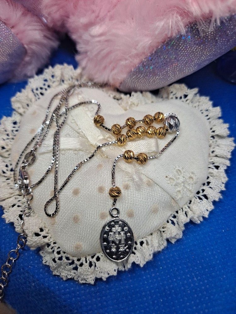 925 Sterling Silver & Gold Over Maria Necklace