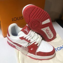 Red And White Trainers Sneakers 7,