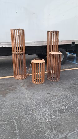 Hanging wooden baskets for party decoration
