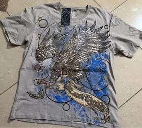 Y2K Affliction Features Huge Eagle Illustration on the front & Cross on Back Sz Large