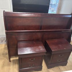 queen bed frame whit 2 end table