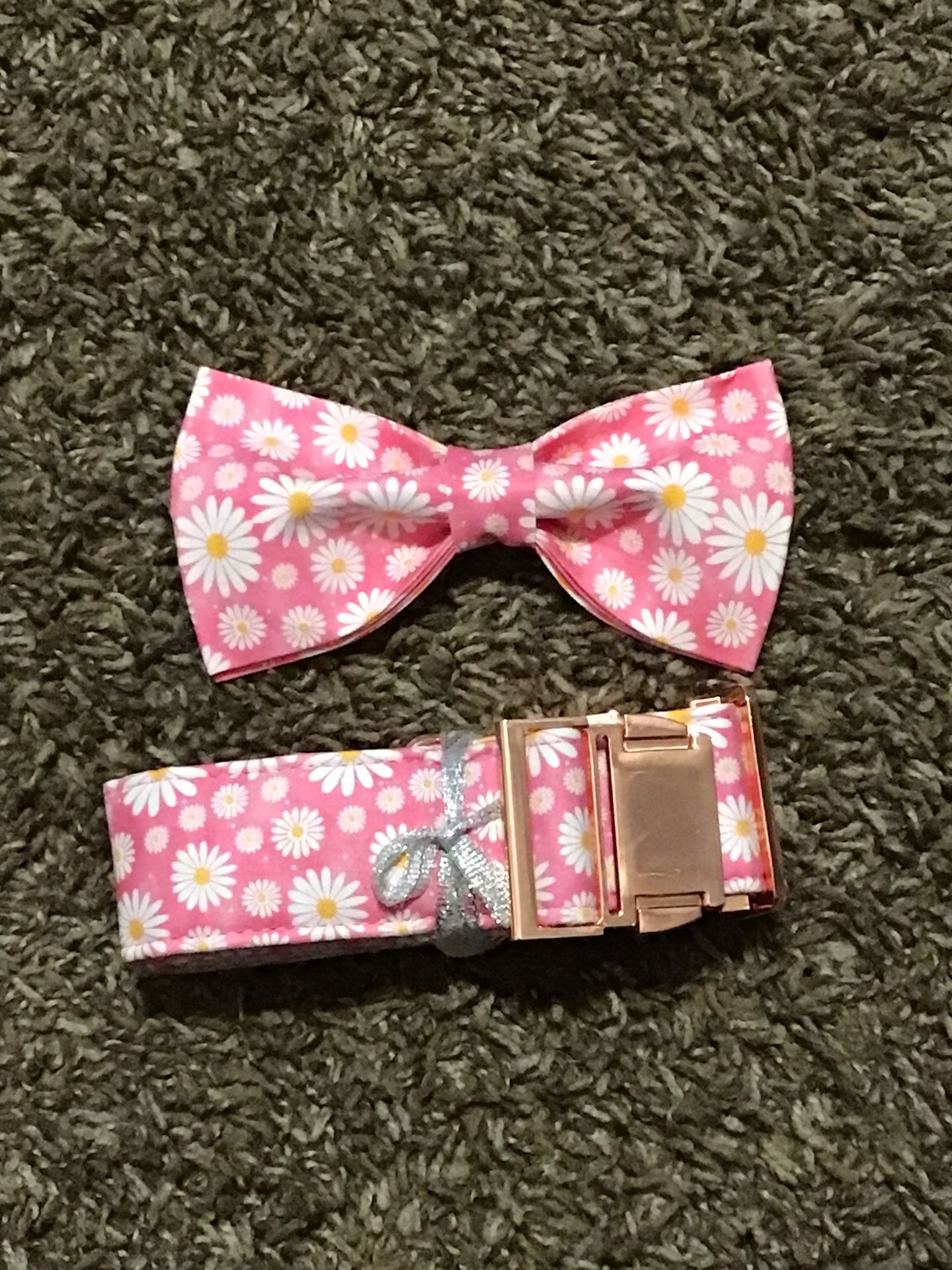 Large Pink Dog Collar And Bow 