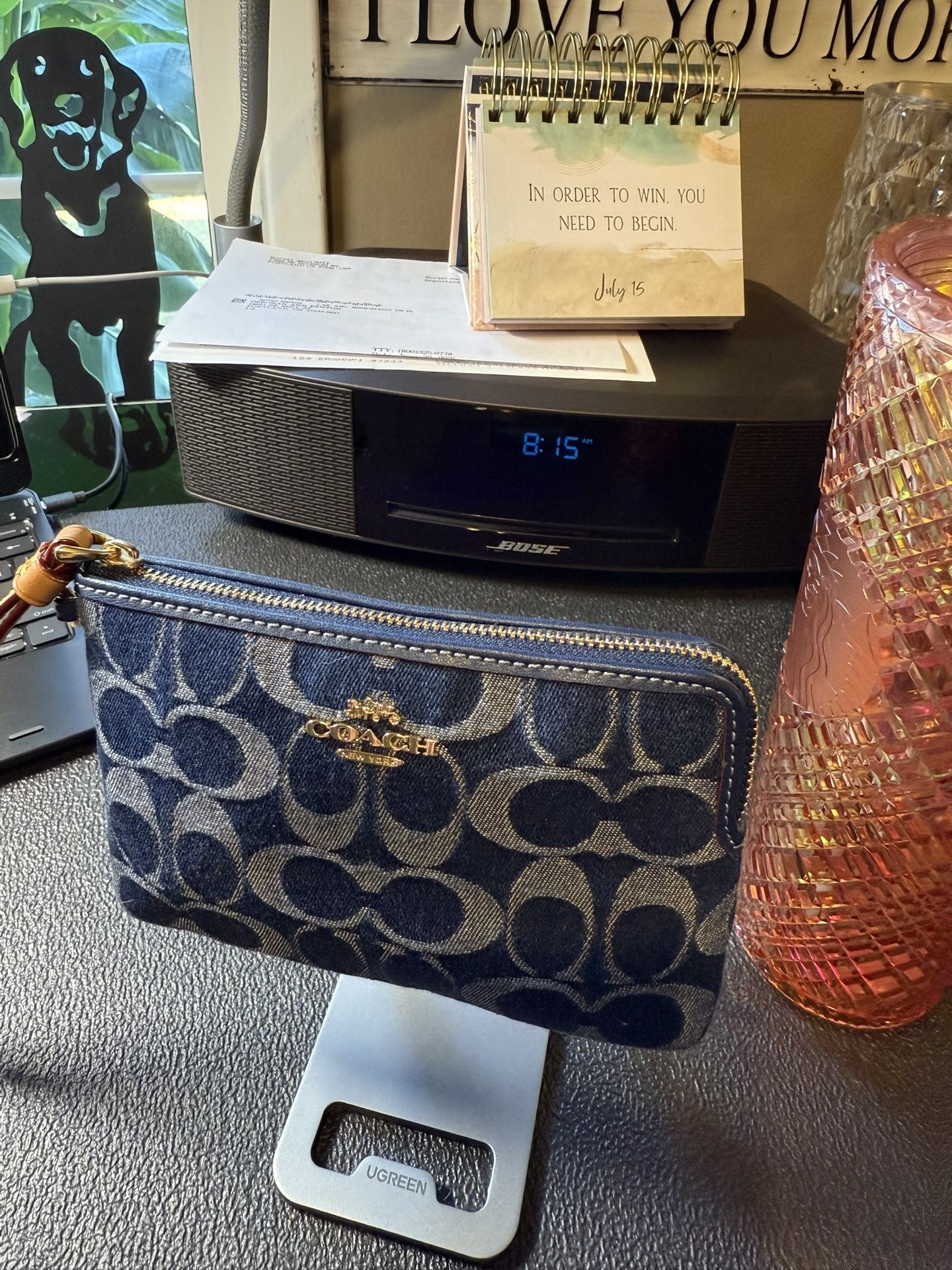 Coach denim wristlet