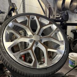 26 Inch Snowflake Wheels Rims Tires Silver Machine 