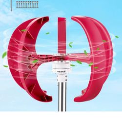 100W Lantern Wind Power Backup, 1280Wh LiFePO4 10yr Battery, Mars Rock Controller, Volfvert 4000W/8000w Peak Pure Sine 12v Inverter