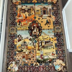 Hand-Knotted Exquisite Persian Pictorial Full Silk - Zodiac & Royal Life