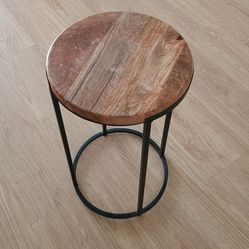 Wood Side Table With Metal Base (13 In By 22.5 In)