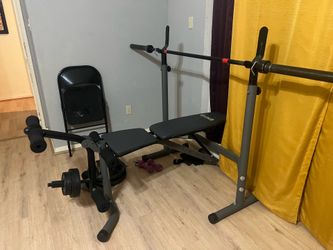 Complete Home Gym Setup – Bench, Barbell, Weights, Dumbbells & More  $300