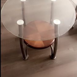 Glass Side Stool Table 
