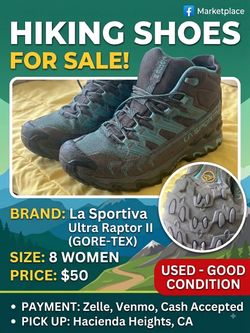 Used women hiking shoes size 8