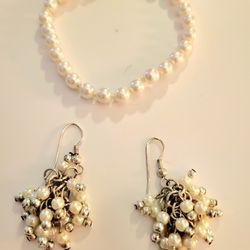 Pearl Bracelet And Earings