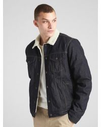 Men's GAP Sherpa Trucker Dark Denim Jacket